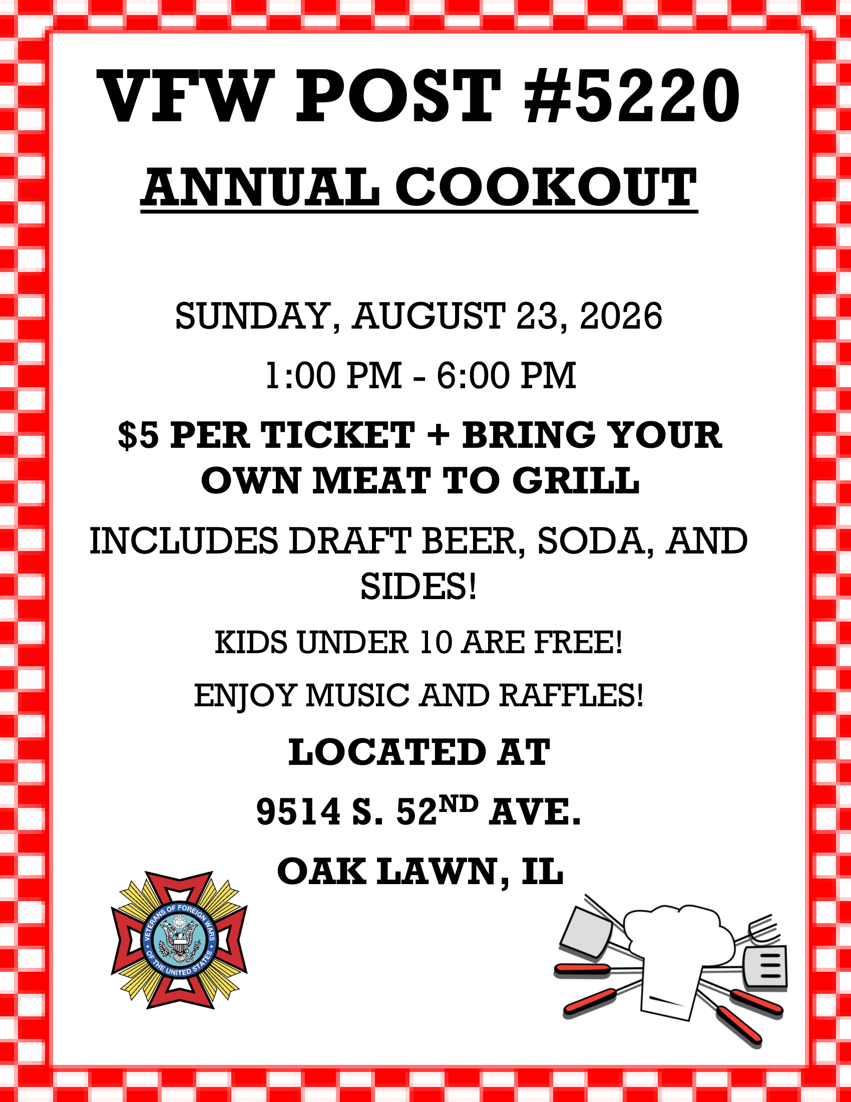 VFW Post #5220 Annual Cookout flyer